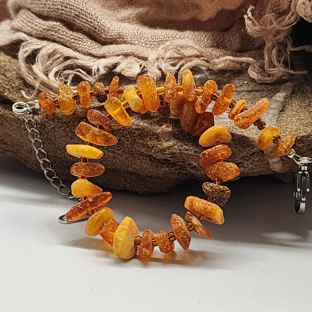 Minimalist Hypoallergenic Bracelet Amber Jewelry Stone Genuine Honey Raw Nugget